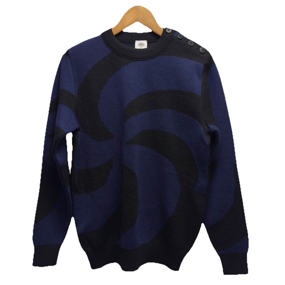 Armor‎ Lux x Soulland Men's S Black/Purple Pinwheel Wool Shoulder Button Sweater